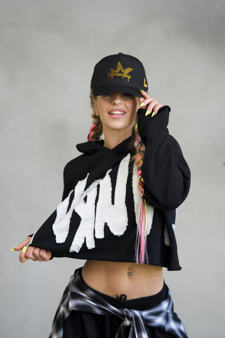 Turn Up Rhinestone Cap