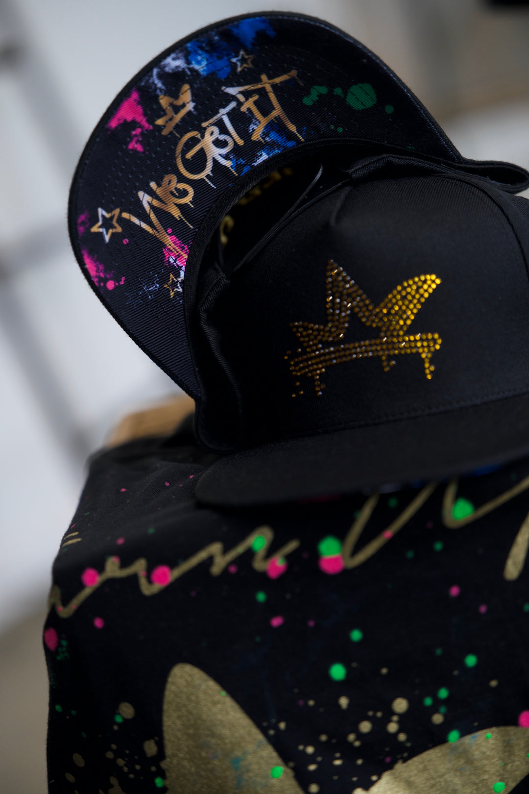 Turn Up Rhinestone Cap